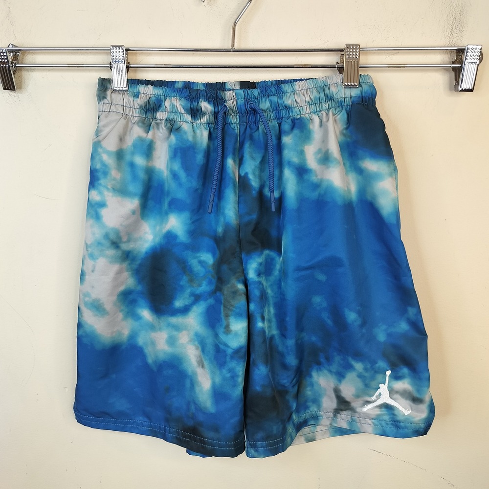 Air Jordan Swim Trunks Shorts Boys Medium 10-12 Tie Dye Blue